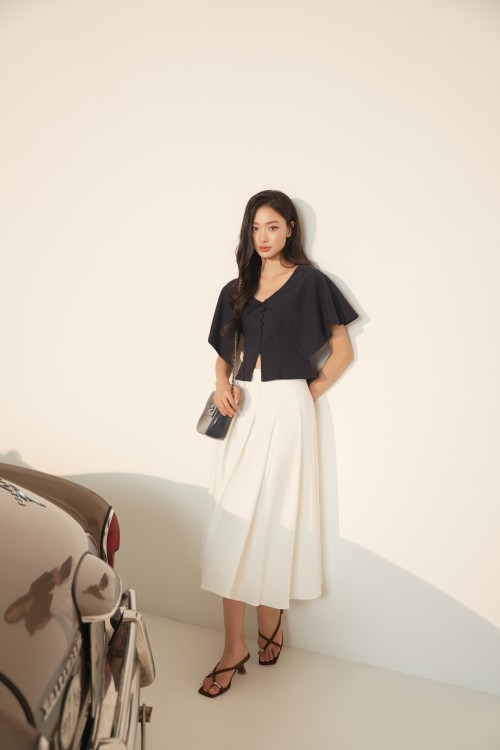 Sixdo Navy Cotton Blouse